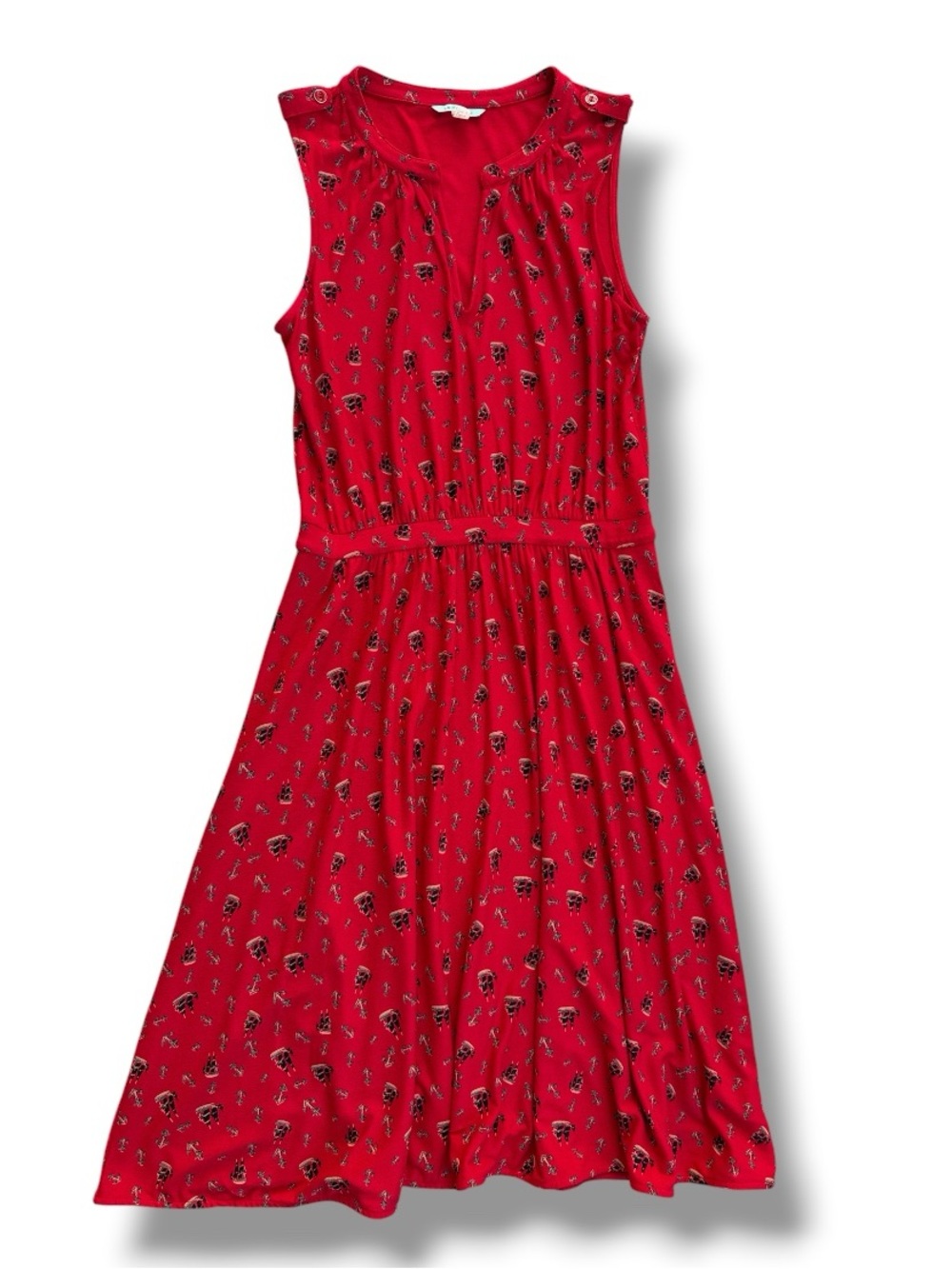 Anthropologie Leifnotes Red Nautical Print Sleeveless Jersey Knit Dress Size XS